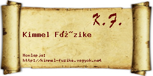 Kimmel Füzike névjegykártya